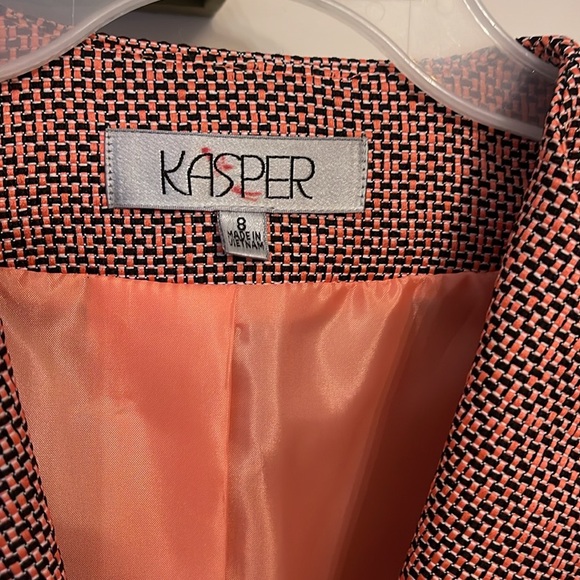 Kasper Pink Tweed Button Zip Pockets Lined Blazer Jacket Women’s Size 8 - Picture 2 of 14